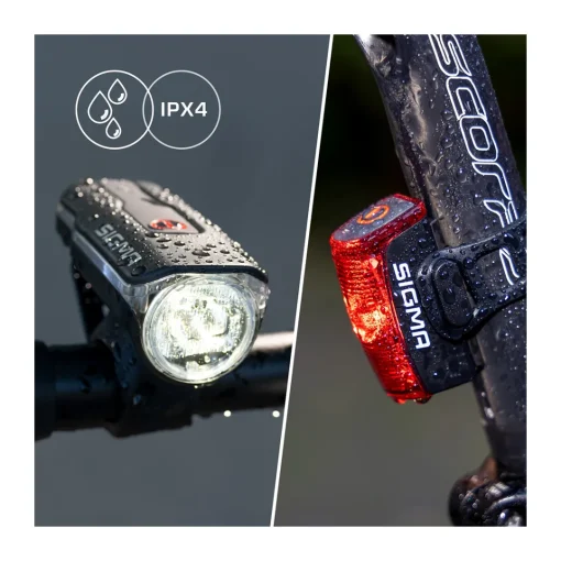 ROSE Bikes Aura 60 Front Light and Infinity Rear Bike Light Set| Battery-Powered
