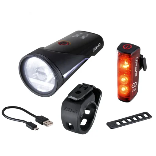 ROSE Bikes AURA 100 LINK USB LED Front Light/BLAZE LINK USB Battery-powered Rear Light with Brake Light Kit| Battery-Powered