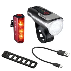 ROSE Bikes AURA 80 USB LED Front Light/BLAZE USB Battery-Powered Rear Light with Brake Light Kit| Battery-Powered