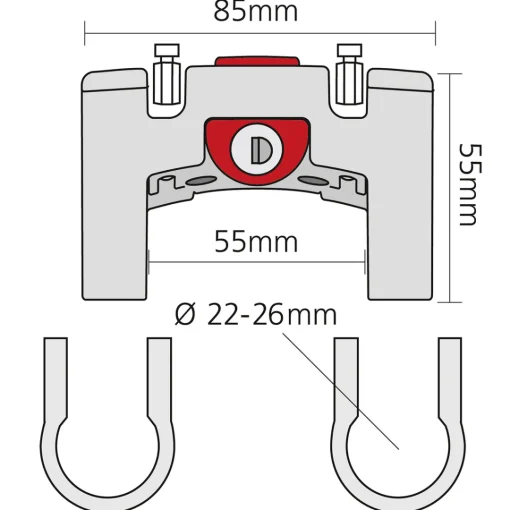 ROSE Bikes Handlebar Bracket – Lockable for Handlebar Ø 22-26 mm| Bike Bags