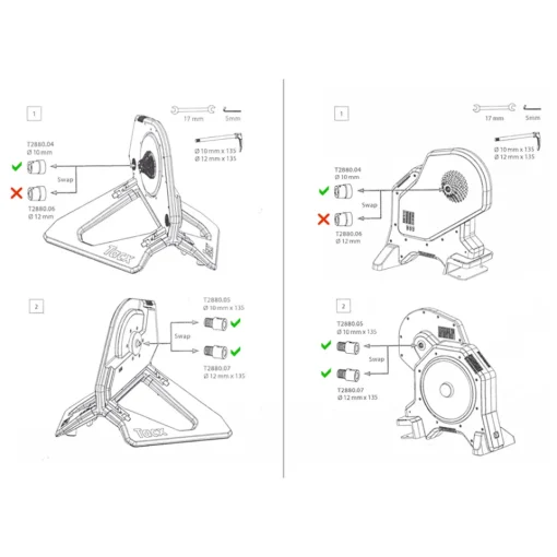 ROSE Bikes Tacx® T2885 Thru Axle Adapter Kit 135 x 10 / 12mm for Neo 2T Smart / Flux S Smart / Flux Roller Trainer| Accessories